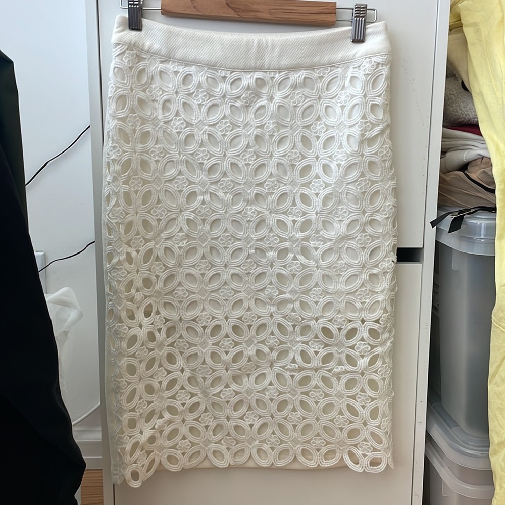 White midi crochet skirt